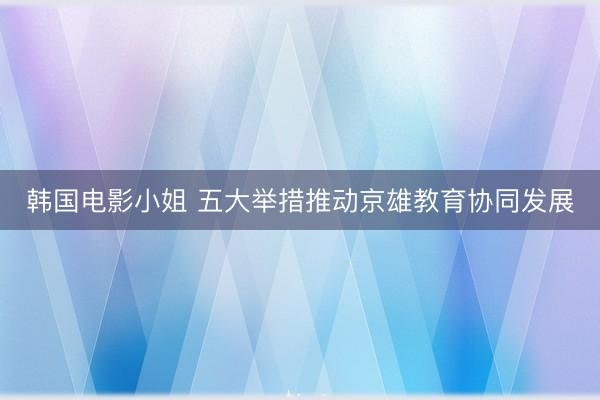 韩国电影小姐 五大举措推动京雄教育协同发展