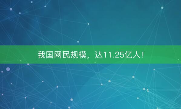 我国网民规模，达11.25亿人！