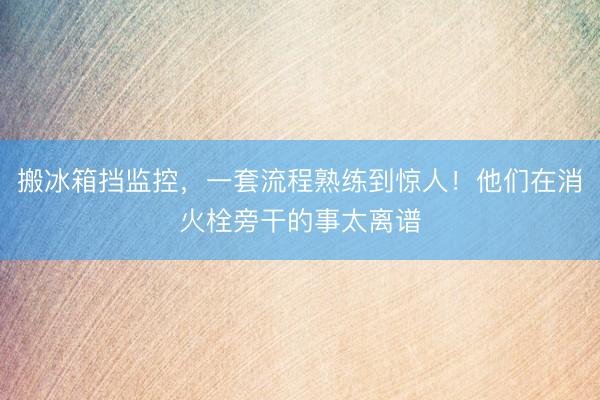 搬冰箱挡监控，一套流程熟练到惊人！他们在消火栓旁干的事太离谱