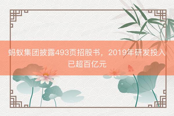 蚂蚁集团披露493页招股书,2019年研发投入已超百亿元