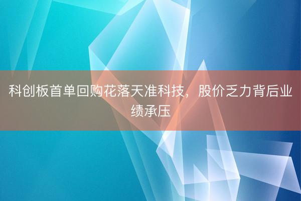 科创板首单回购花落天准科技，股价乏力背后业绩承压