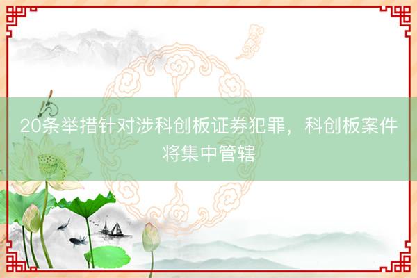 20条举措针对涉科创板证券犯罪，科创板案件将集中管辖