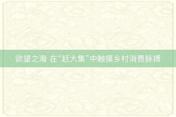 欲望之海 在“赶大集”中触摸乡村消费脉搏