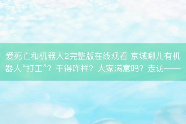 爱死亡和机器人2完整版在线观看 京城哪儿有机器人“打工”？干得咋样？大家满意吗？走访——