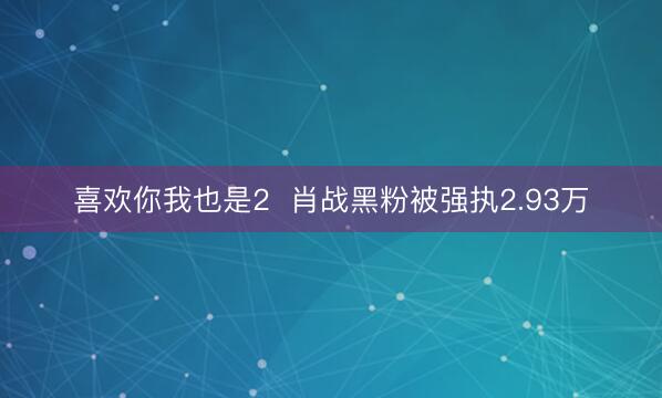 喜欢你我也是2 肖战黑粉被强执2.93万