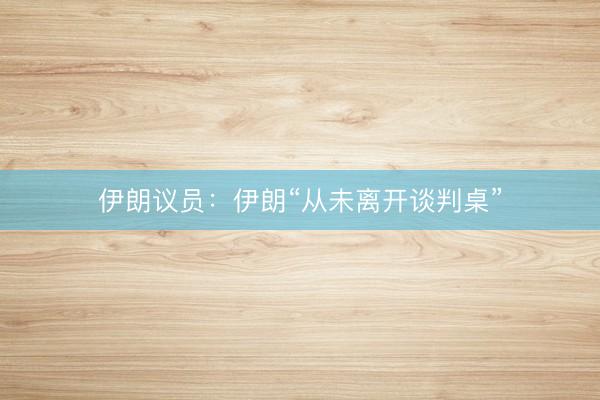 伊朗议员：伊朗“从未离开谈判桌”