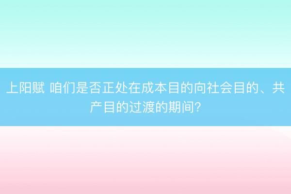 上阳赋 咱们是否正处在成本目的向社会目的、共产目的过渡的期间？